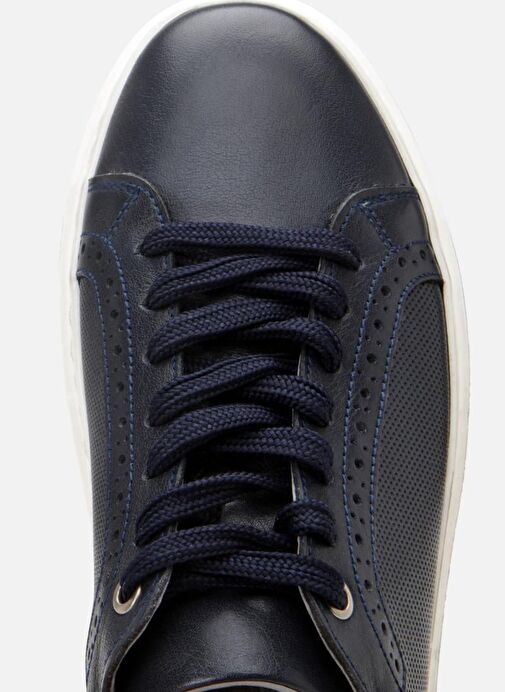 Erkek Deri Lacivert Hafif Tabanlı Spor Ayakkabı - Görsel 6