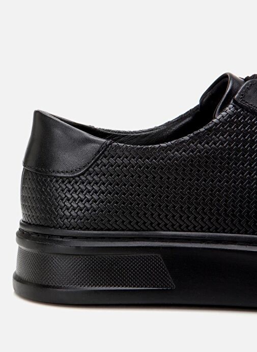 Erkek Deri Siyah Hafif Tabanlı Spor Ayakkabı - Görsel 6