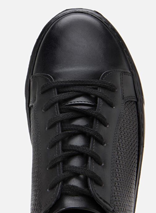 Erkek Deri Siyah Hafif Tabanlı Spor Ayakkabı - Görsel 8