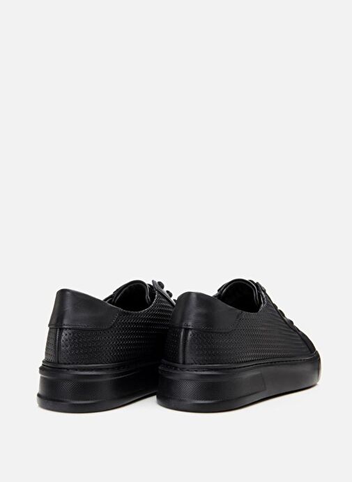 Erkek Deri Siyah Hafif Tabanlı Spor Ayakkabı - Görsel 9