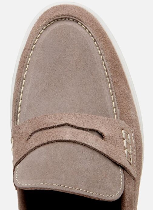 Erkek Süet Deri Bej Hafif Tabanlı Günlük Loafer - Görsel 5