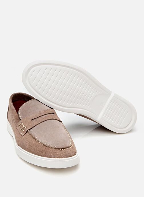 Erkek Süet Deri Bej Hafif Tabanlı Günlük Loafer - Görsel 7