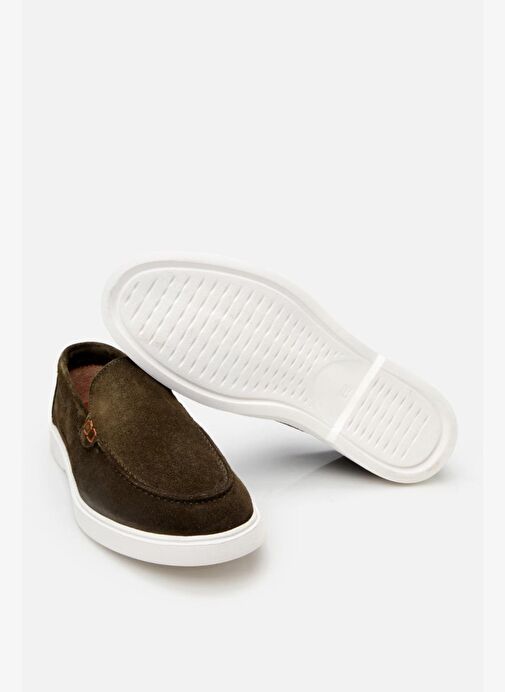 Erkek Süet Deri Yeşil Hafif Tabanlı Günlük Loafer - Görsel 7