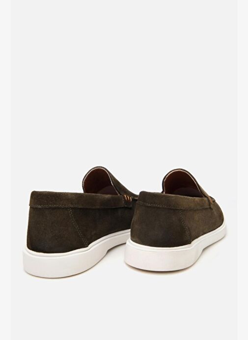 Erkek Süet Deri Yeşil Hafif Tabanlı Günlük Loafer - Görsel 6