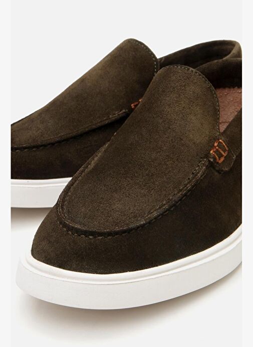 Erkek Süet Deri Yeşil Hafif Tabanlı Günlük Loafer - Görsel 4