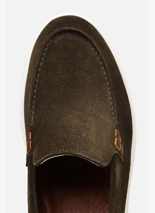 Erkek Süet Deri Yeşil Hafif Tabanlı Günlük Loafer - Görsel 5