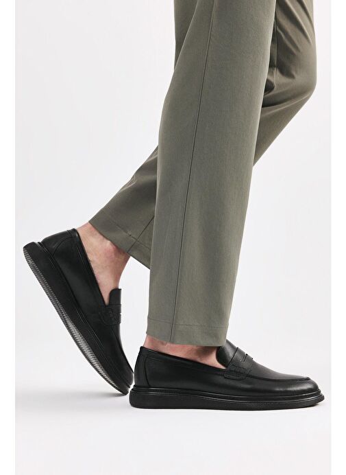 Hakiki Deri Siyah Erkek Loafer - Görsel 2