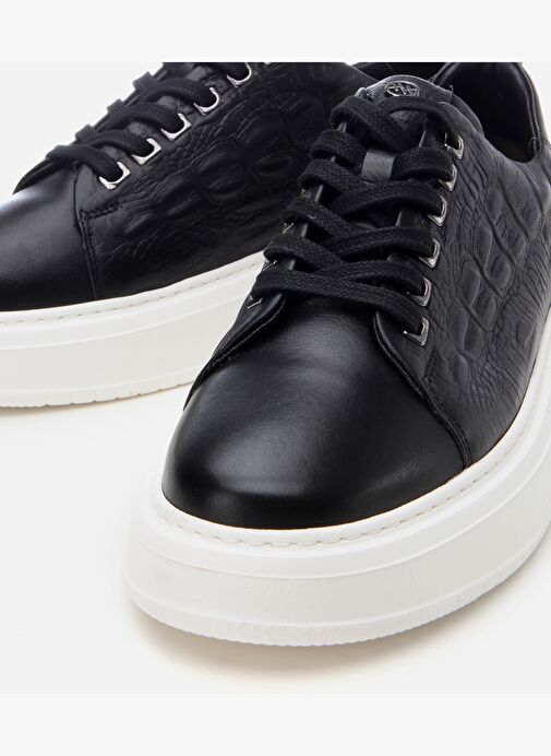 Erkek Deri Siyah Ultra Hafif Tabanlı Spor Ayakkabı - Görsel 4