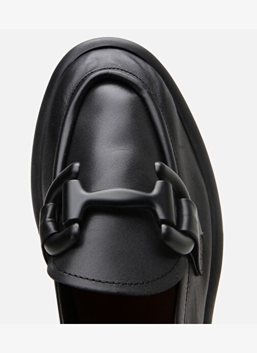 Kadın Deri Siyah Esnek Tabanlı Günlük Loafer - Görsel 5