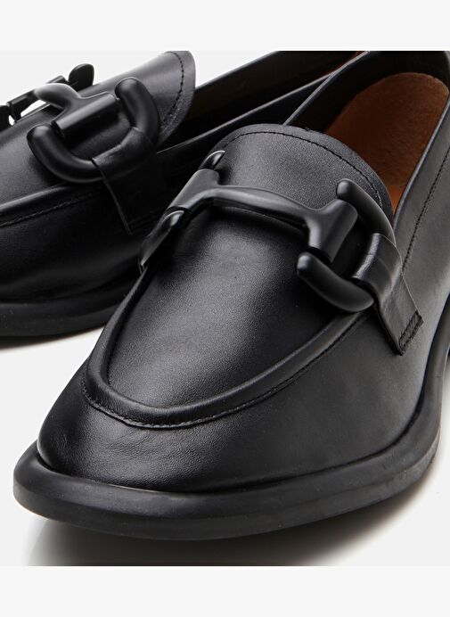 Kadın Deri Siyah Esnek Tabanlı Günlük Loafer - Görsel 4