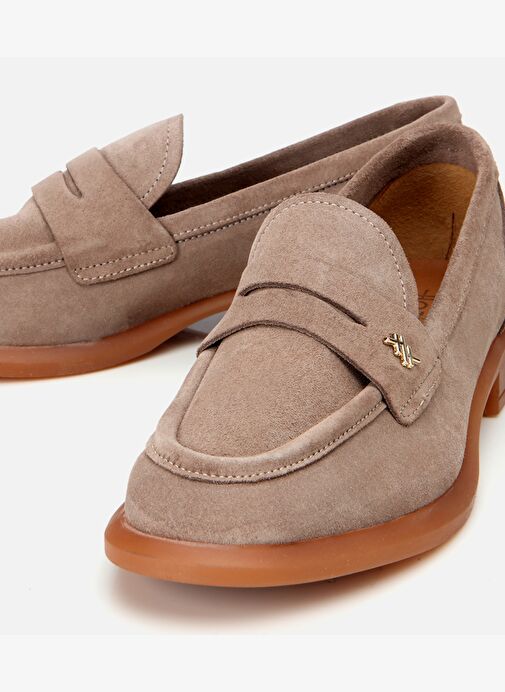 Kadın Süet Deri Vizon Esnek Tabanlı Klasik Loafer - Görsel 4