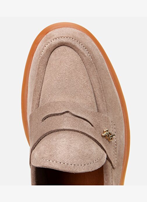 Kadın Süet Deri Vizon Esnek Tabanlı Klasik Loafer - Görsel 5