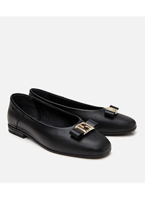 Kadın Deri Siyah Tokalı Babet - Görsel 3