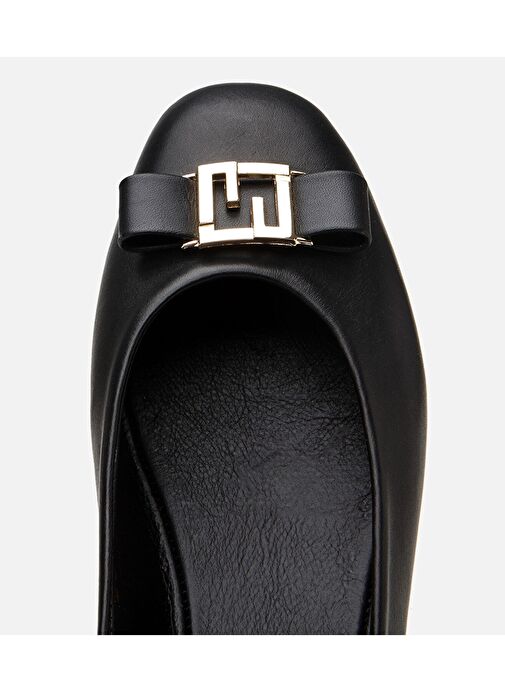 Kadın Deri Siyah Tokalı Babet - Görsel 5