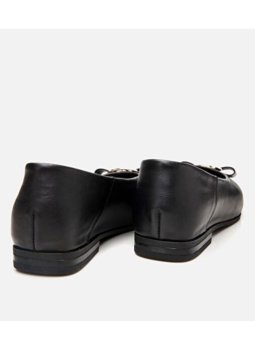 Kadın Deri Siyah Tokalı Babet - Görsel 7