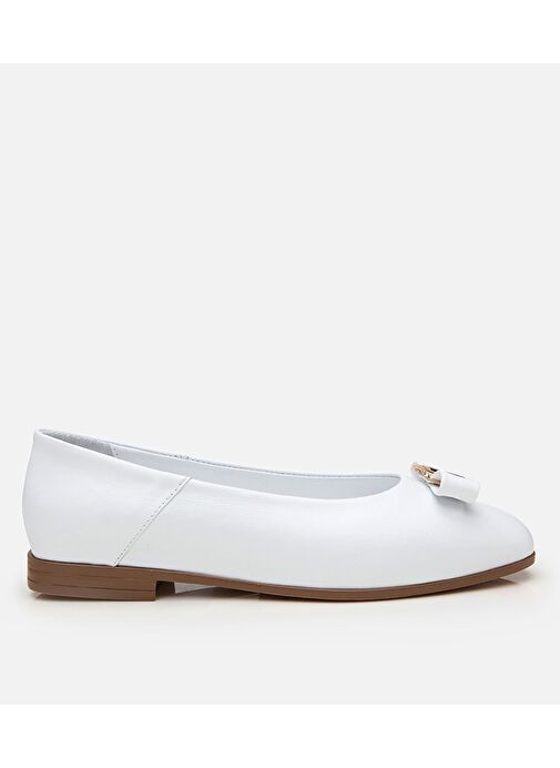 Kadın Deri Beyaz Tokalı Babet - Görsel 2