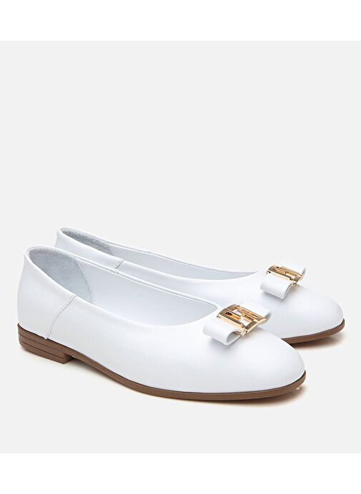 Kadın Deri Beyaz Tokalı Babet - Görsel 3