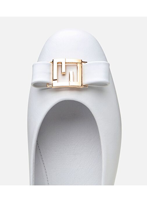 Kadın Deri Beyaz Tokalı Babet - Görsel 5