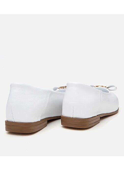 Kadın Deri Beyaz Tokalı Babet - Görsel 6