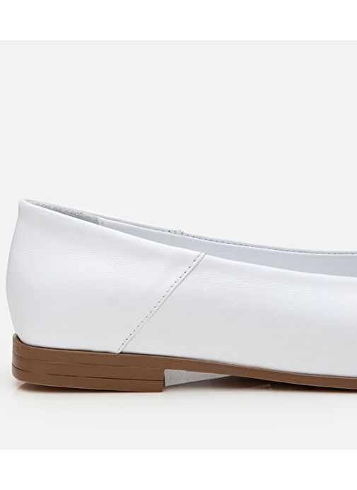 Kadın Deri Beyaz Tokalı Babet - Görsel 7