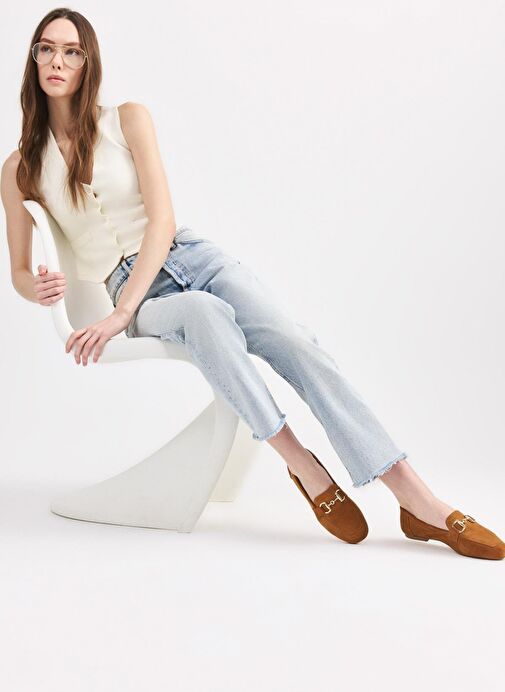 Kadın Deri Taba Tokalı Loafer - Görsel 3