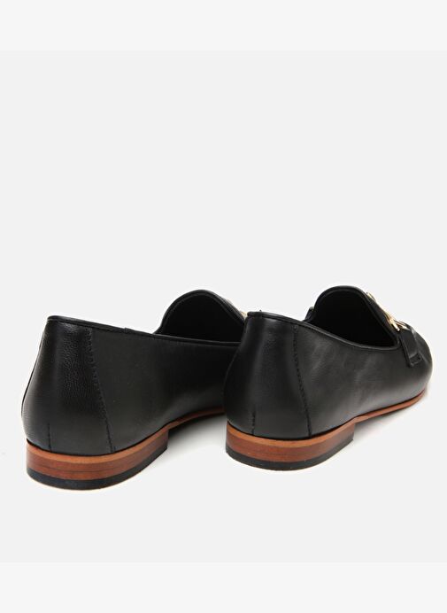 Kadın Deri Siyah Tokalı Klasik Loafer - Görsel 7