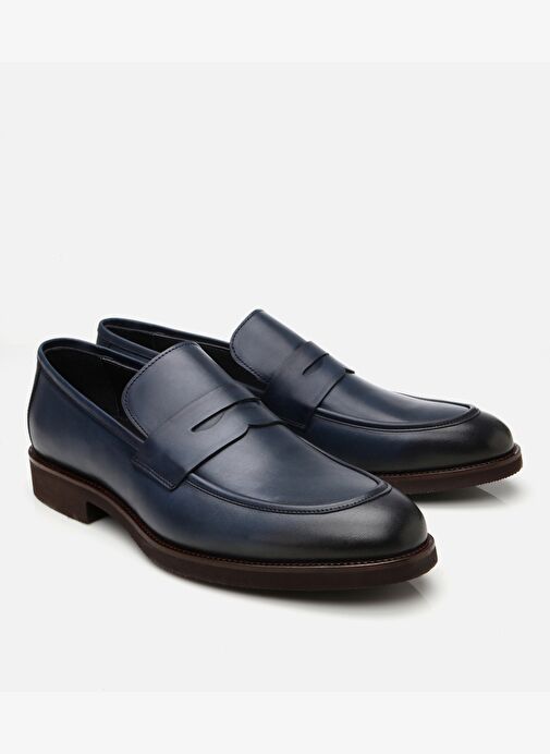 Erkek Deri Lacivert Hafif Tabanlı Loafer - Görsel 3