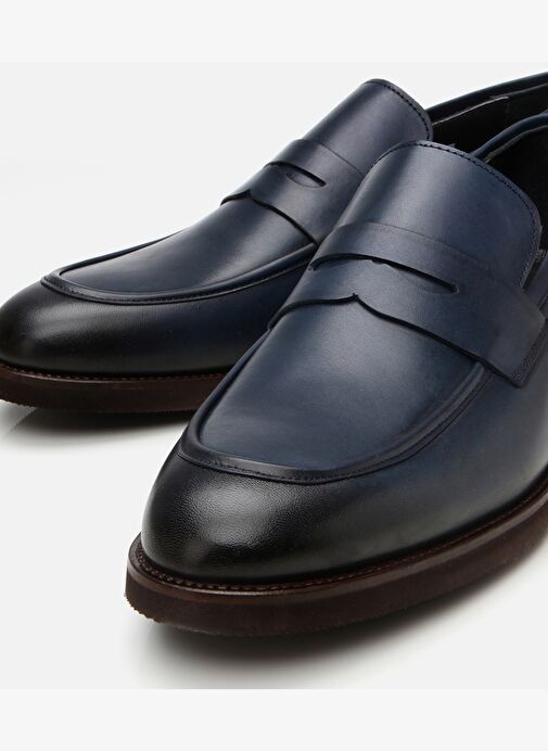 Erkek Deri Lacivert Hafif Tabanlı Loafer - Görsel 4