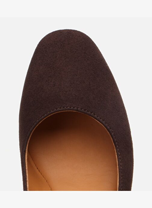 Kadın Süet Deri Kahverengi Rahat Kalın Topuklu Ayakkabı - Görsel 5