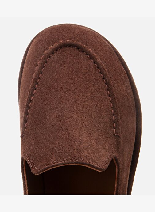 Kadın Süet Deri Kahverengi Günlük Loafer - Görsel 5