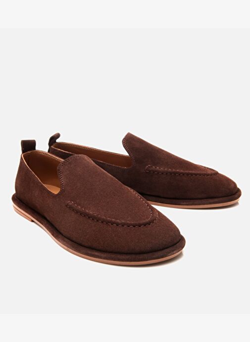 Kadın Süet Deri Kahverengi Günlük Loafer - Görsel 3