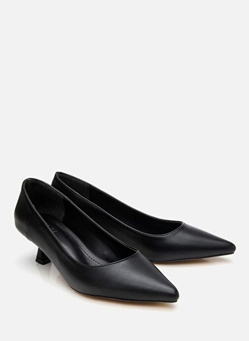 Kadın Siyah Kısa Topuklu Stiletto - Görsel 3