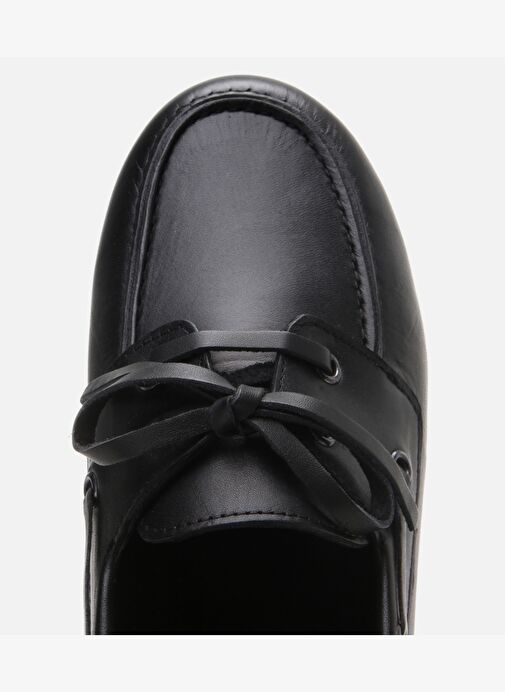 Kadın Deri Siyah Bağcıklı Günlük Loafer - Görsel 5