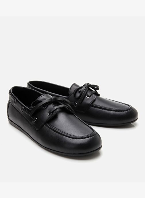 Kadın Deri Siyah Bağcıklı Günlük Loafer - Görsel 3