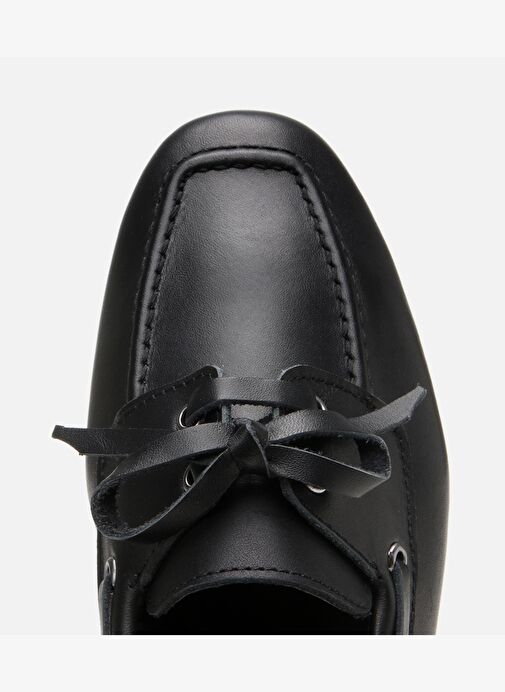 Kadın Deri Siyah Bağcıklı Günlük Loafer - Görsel 5