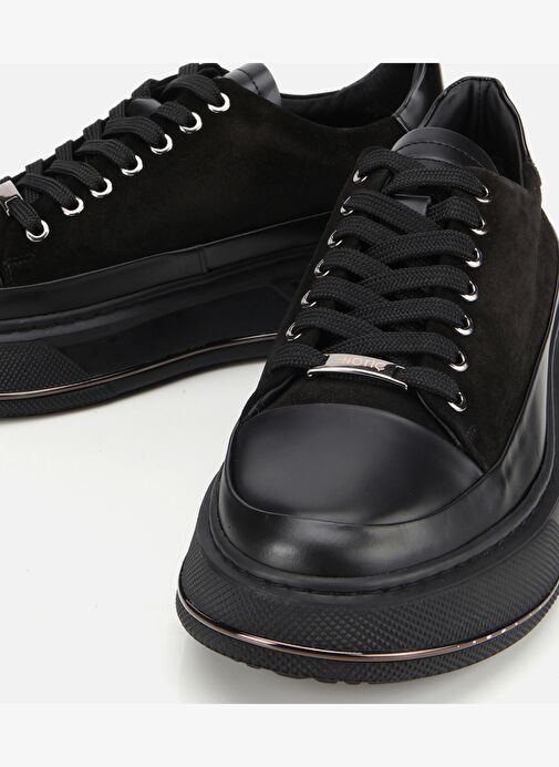 Erkek Süet Deri Siyah Yüksek Tabanlı Spor Ayakkabı 02AYH311310A100 - Görsel 4