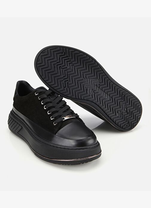 Erkek Süet Deri Siyah Yüksek Tabanlı Spor Ayakkabı 02AYH311310A100 - Görsel 7