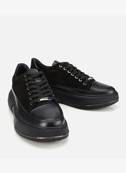 Erkek Süet Deri Siyah Yüksek Tabanlı Spor Ayakkabı 02AYH311310A100 - Görsel 3