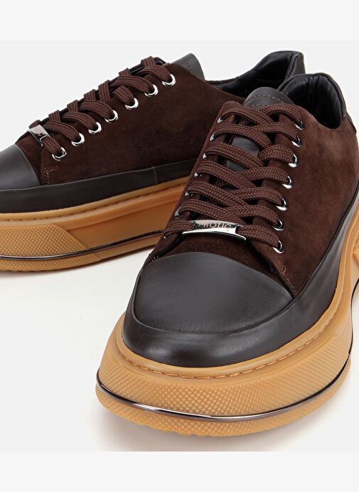 Erkek Süet Deri Kahverengi Yüksek Topuklu Spor Ayakkabı 02AYH311310A480 - Görsel 4