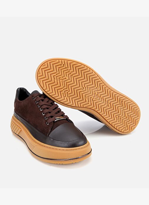 Erkek Süet Deri Kahverengi Yüksek Topuklu Spor Ayakkabı 02AYH311310A480 - Görsel 7