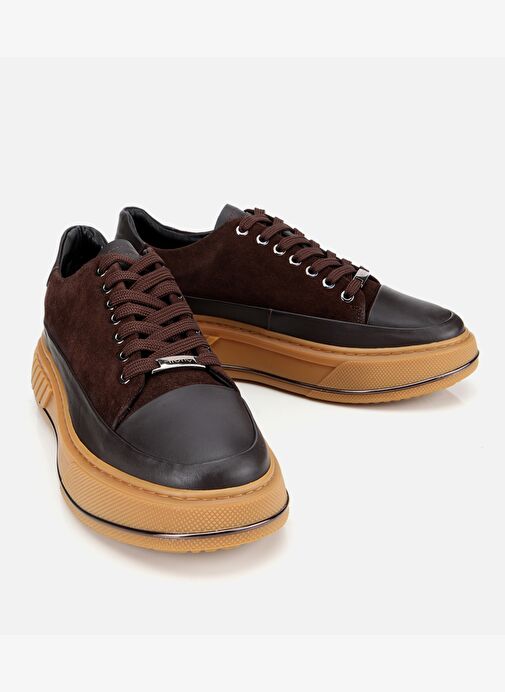 Erkek Süet Deri Kahverengi Yüksek Topuklu Spor Ayakkabı 02AYH311310A480 - Görsel 3