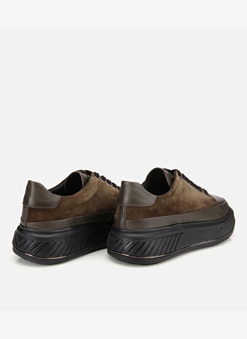 Erkek Süet Deri Haki Yüksek Tabanlı Spor Ayakkabı 02AYH311310A880 - Görsel 5