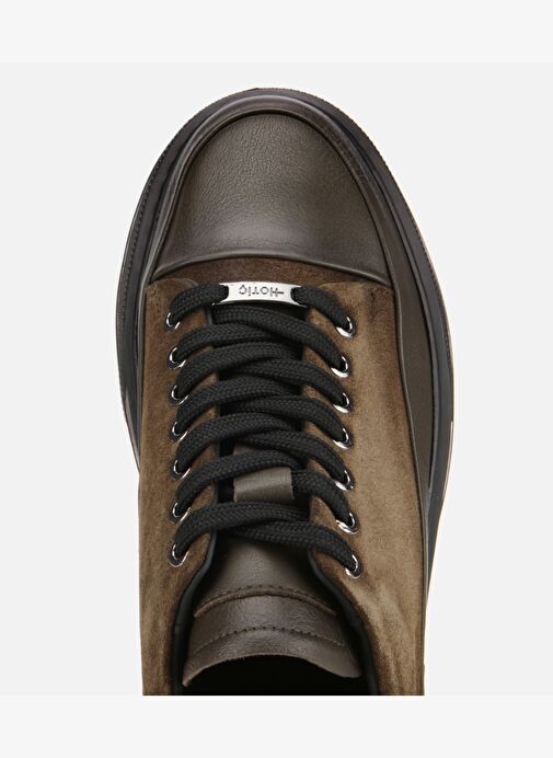 Erkek Süet Deri Haki Yüksek Tabanlı Spor Ayakkabı 02AYH311310A880 - Görsel 6