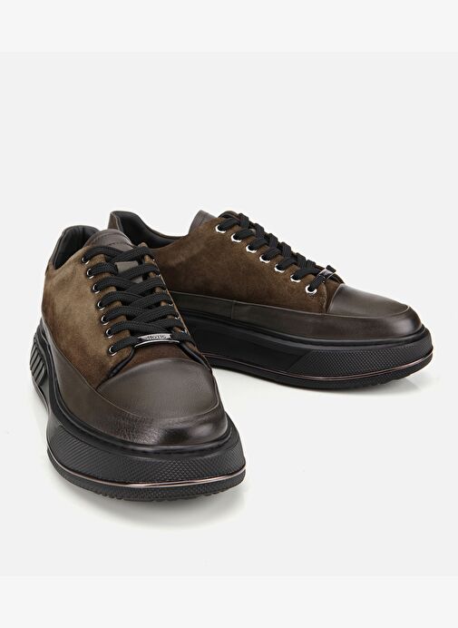 Erkek Süet Deri Haki Yüksek Tabanlı Spor Ayakkabı 02AYH311310A880 - Görsel 3