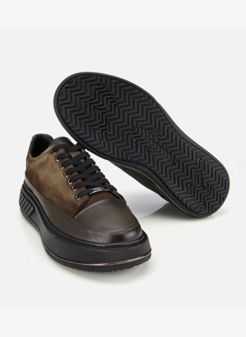 Erkek Süet Deri Haki Yüksek Tabanlı Spor Ayakkabı 02AYH311310A880 - Görsel 7