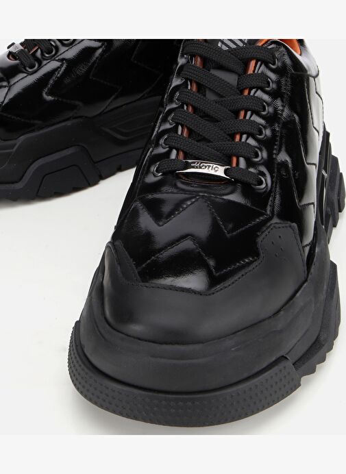 Erkek Deri Rugan Siyah Yüksek Tabanlı Spor Ayakkabı 02AYH311350A100 - Görsel 4