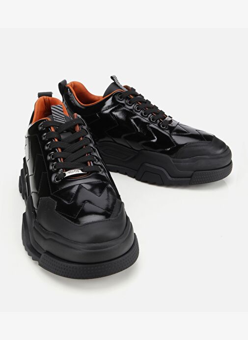 Erkek Deri Rugan Siyah Yüksek Tabanlı Spor Ayakkabı 02AYH311350A100 - Görsel 3
