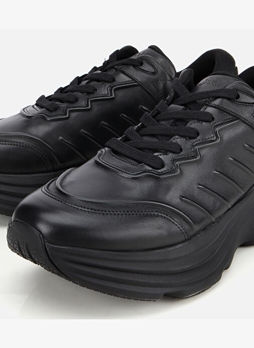 Erkek Deri Siyah Kalın Tabanlı Spor Ayakkabı 02AYH311360A100 - Görsel 4
