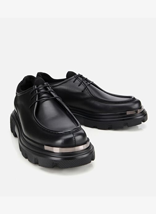 Erkek Deri Siyah Yüksek Tabanlı Günlük Ayakkabı 02AYH311370A100 - Görsel 3