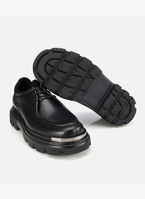 Erkek Deri Siyah Yüksek Tabanlı Günlük Ayakkabı 02AYH311370A100 - Görsel 7